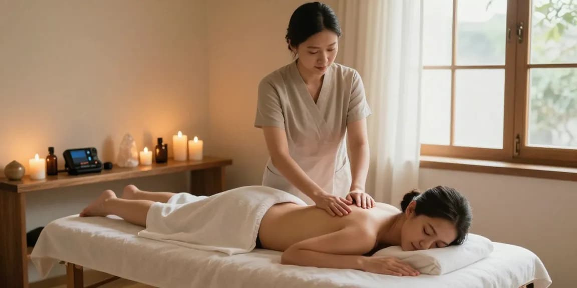 대구마사지 전문 스파에서 아로마 테라피를 받는 모습
