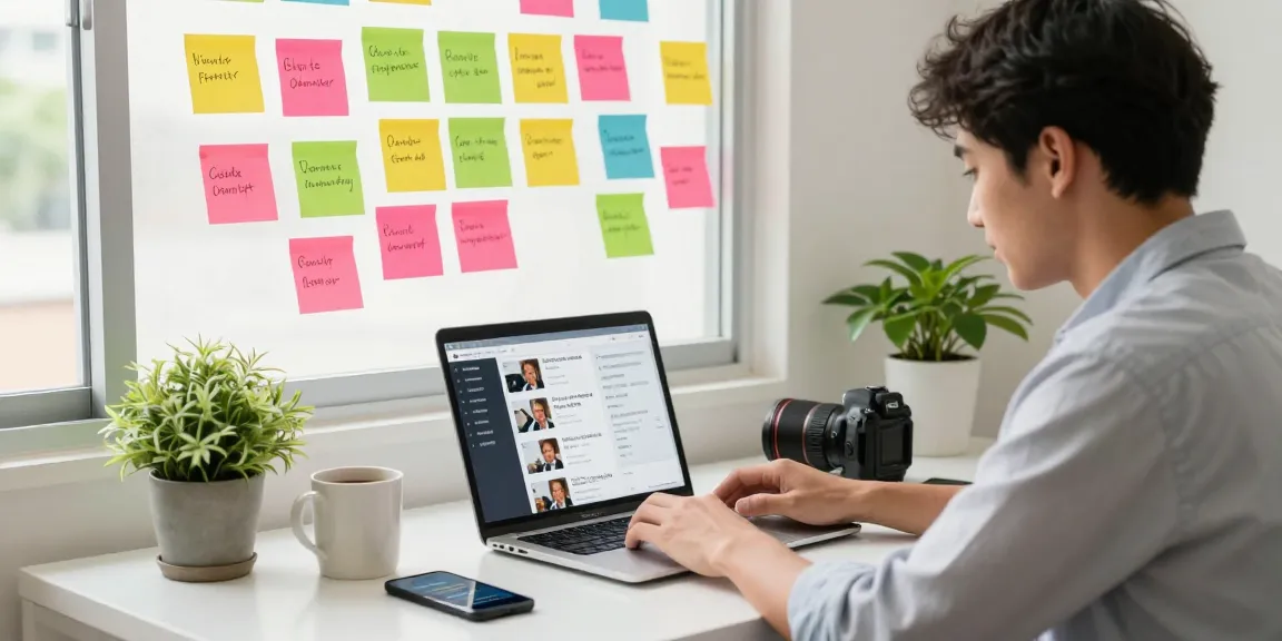 Threads フォロワー 購入に関する若いプロフェッショナルがスタイリッシュなデスクでソーシャルメディアを活用しているシーン。