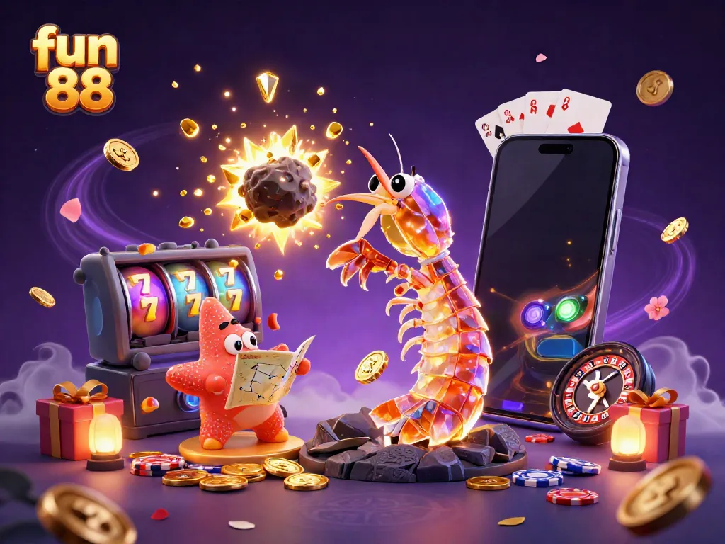 Experience thrilling gaming with fun 88 as samurai and starfish navigate a vibrant casino universe.