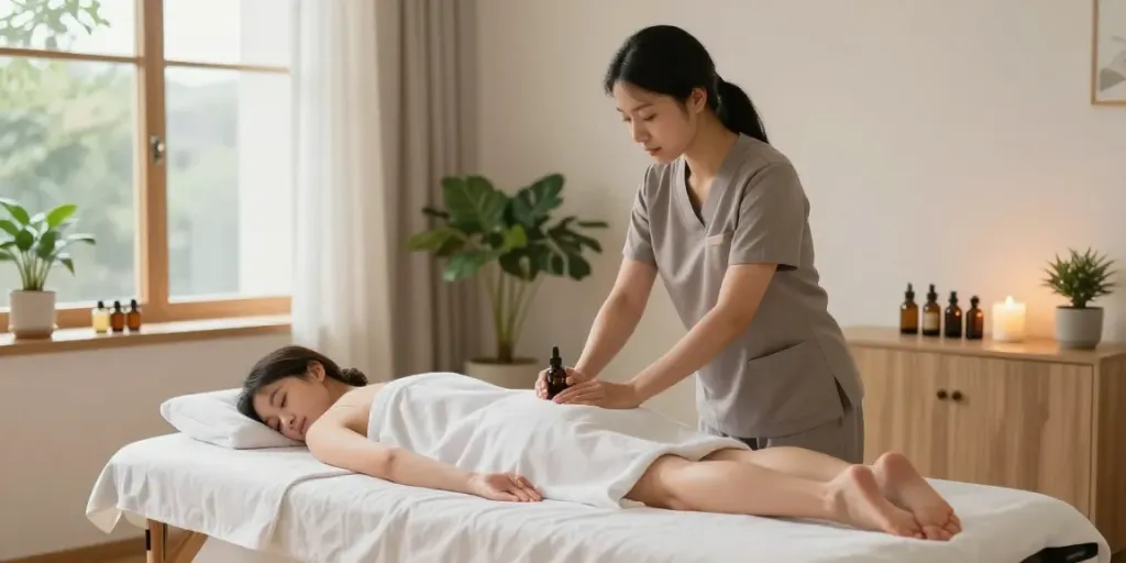 광명출장안마 경험을 제공하는 전문 마사지사와 아로마테라피 오일의 편안한 홈 웰니스 공간