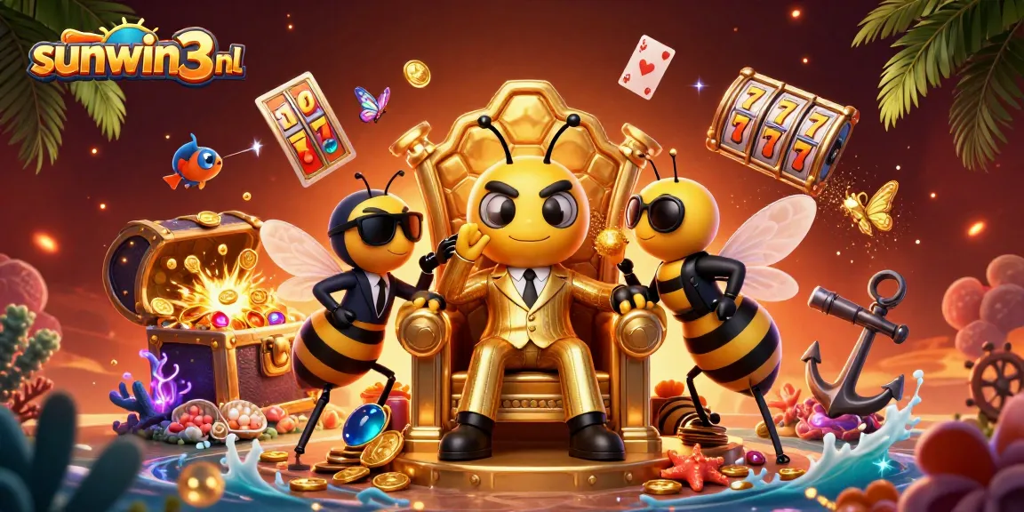 Experience thrilling gameplay with sunwin3 nl in this vibrant 3D casino illustration featuring dynamic characters and casino elements.