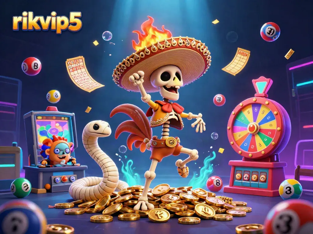 Experience the joy of gambling action at rikvip5 with a vibrant scene featuring dynamic characters and elements.