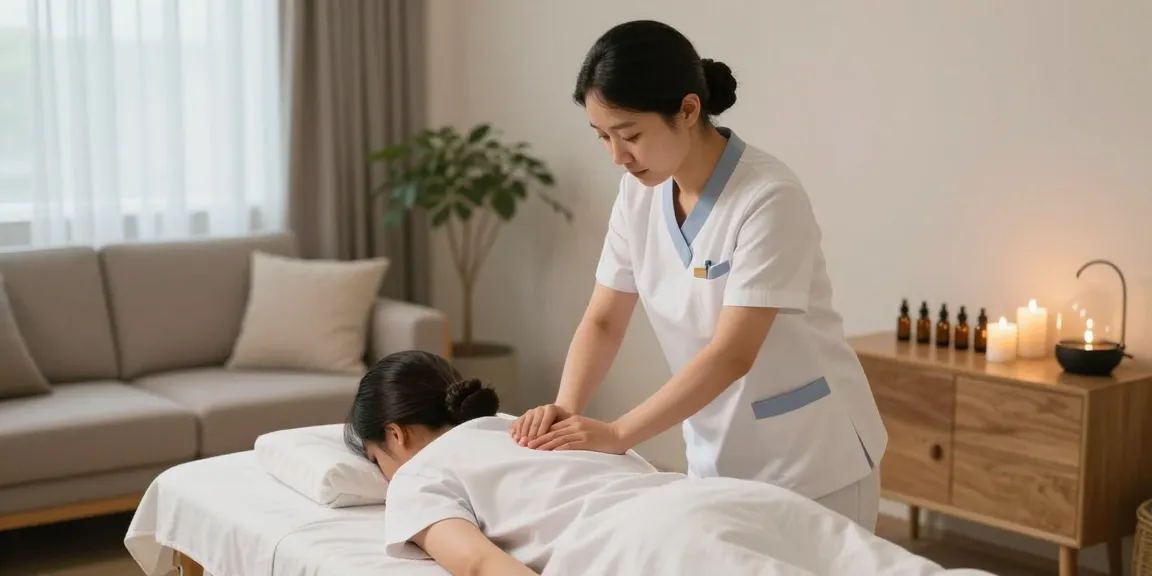 Experience soothing 부천출장 안마 at home with a professional therapist providing a relaxing massage in a tranquil setting.