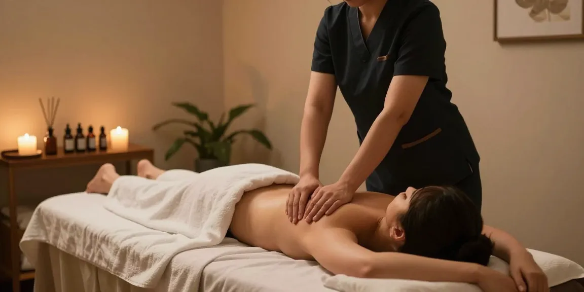 진주마사지로 편안한 마사지 세션을 즐기는 모습