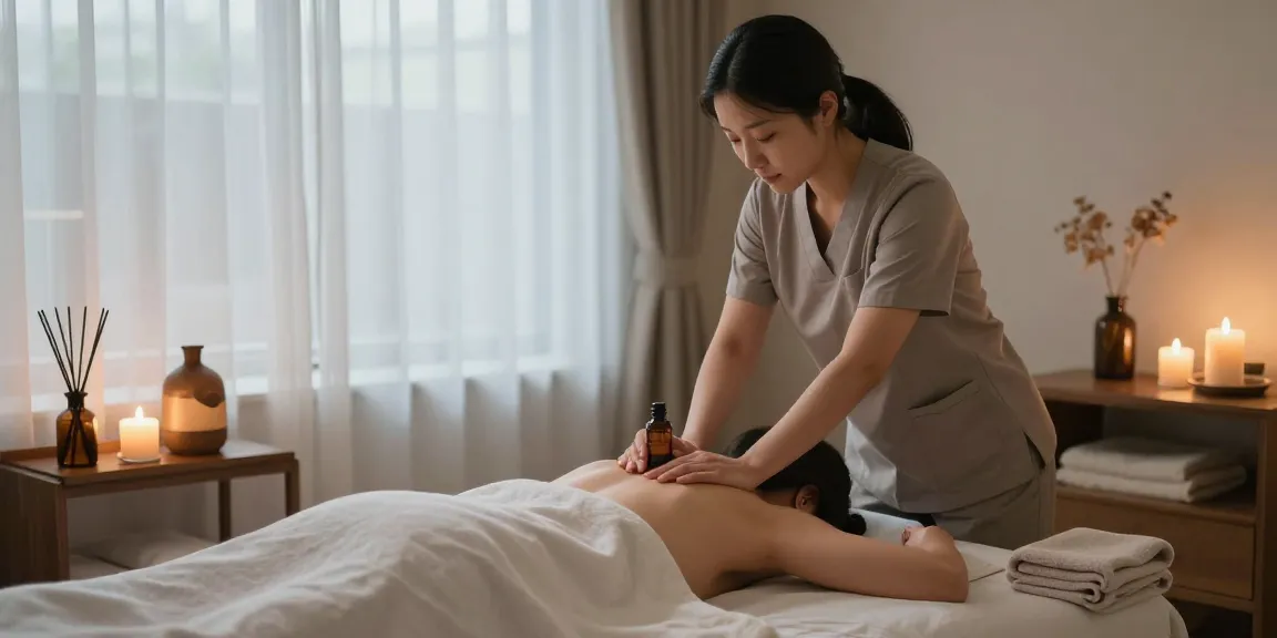 Experience the soothing effects of 일산출장마사지 with a skilled Korean therapist providing personalized care in a serene environment.