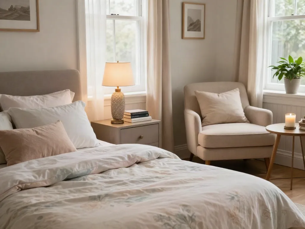Beautifully styled bedroom featuring soft pastels and cozy decor at https://themeroomideas.com