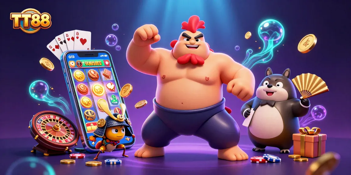 Engage with exciting TT88 gaming action featuring colorful slots and dynamic characters.
