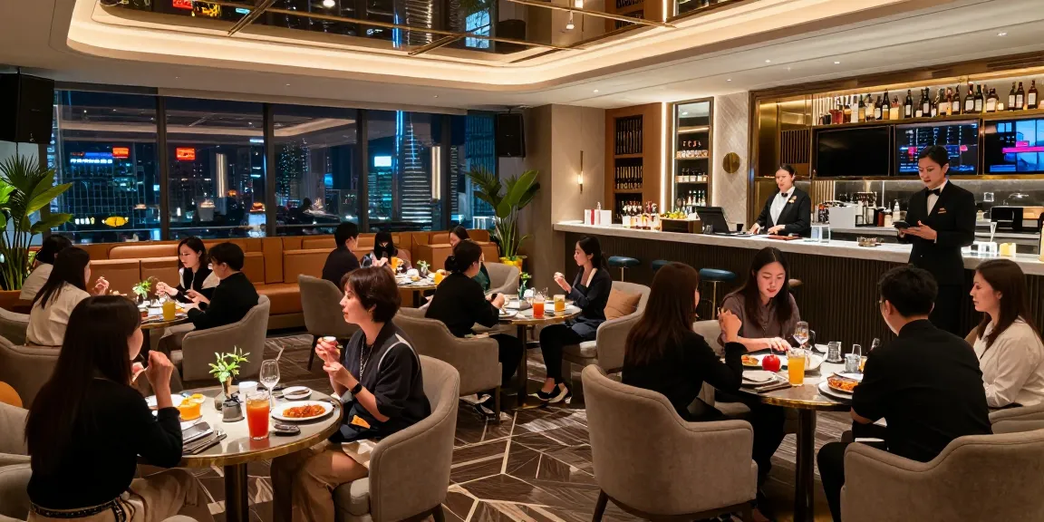 강남블랜딩에서 고급스러운 인테리어가 돋보이는 사적인 공간에서 고객들이 즐겁게 대화하며 서비스를 받고 있는 모습.