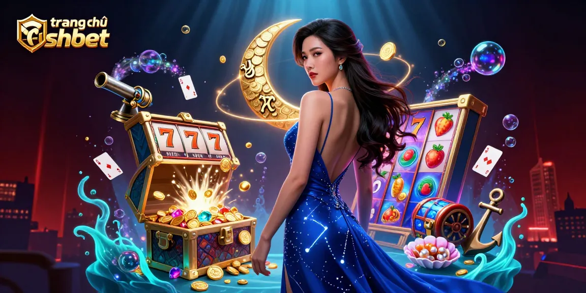 Engage in thrilling action with trang chủ shbet while enjoying vibrant slot games, floating playing cards, and a stunning casino scene.