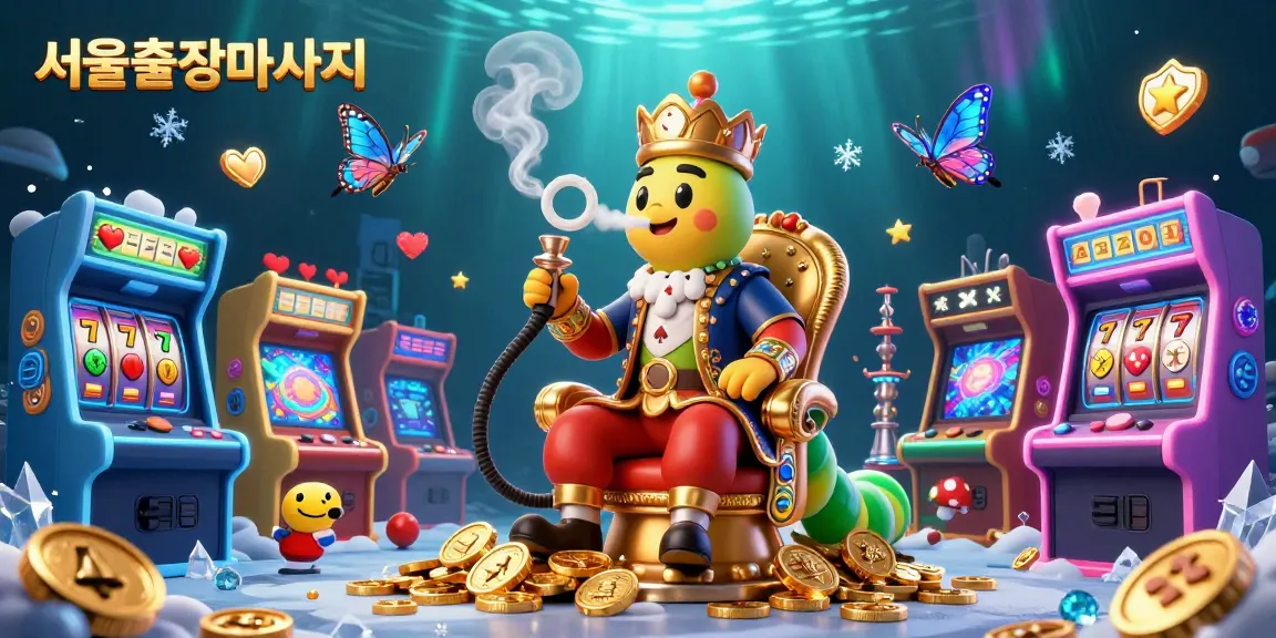 Experience the luxury of 서울출장마사지 with gaming-themed elegance, showcasing poker symbols and vibrant arcade elements.